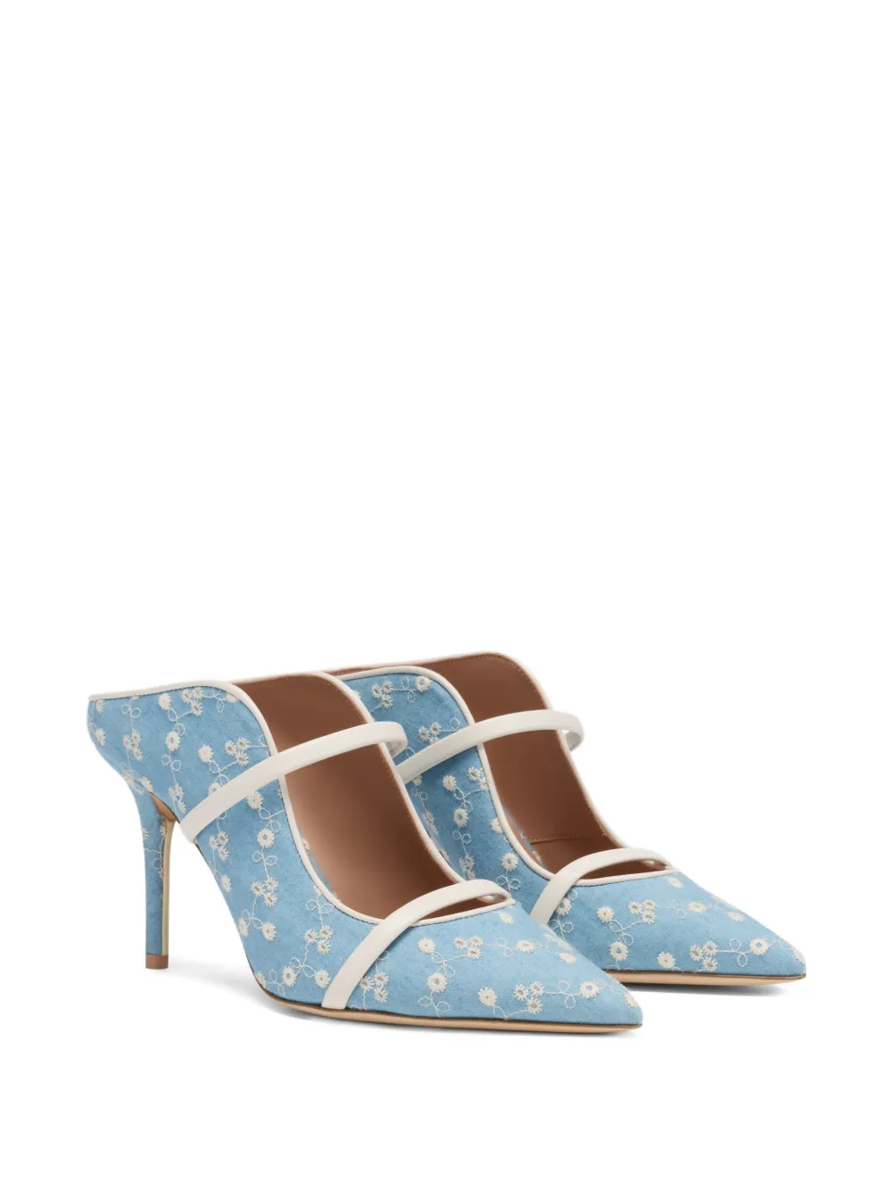 Malone Souliers Maureen muiltjes met bloemenprint Blauw