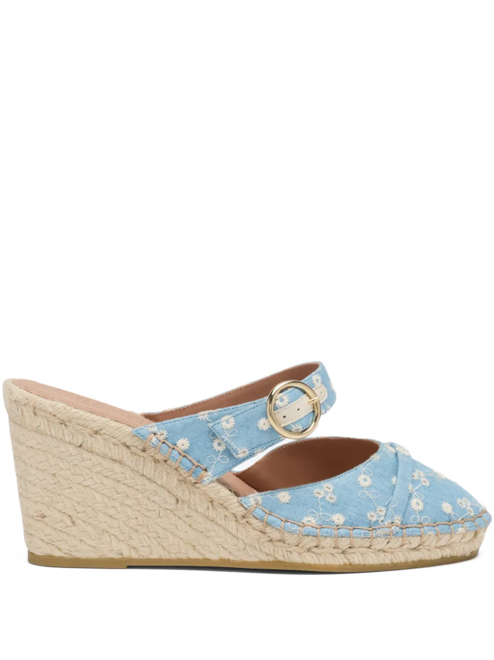 Malone Souliers Farah floral-printed wedge espadrilles - Blue