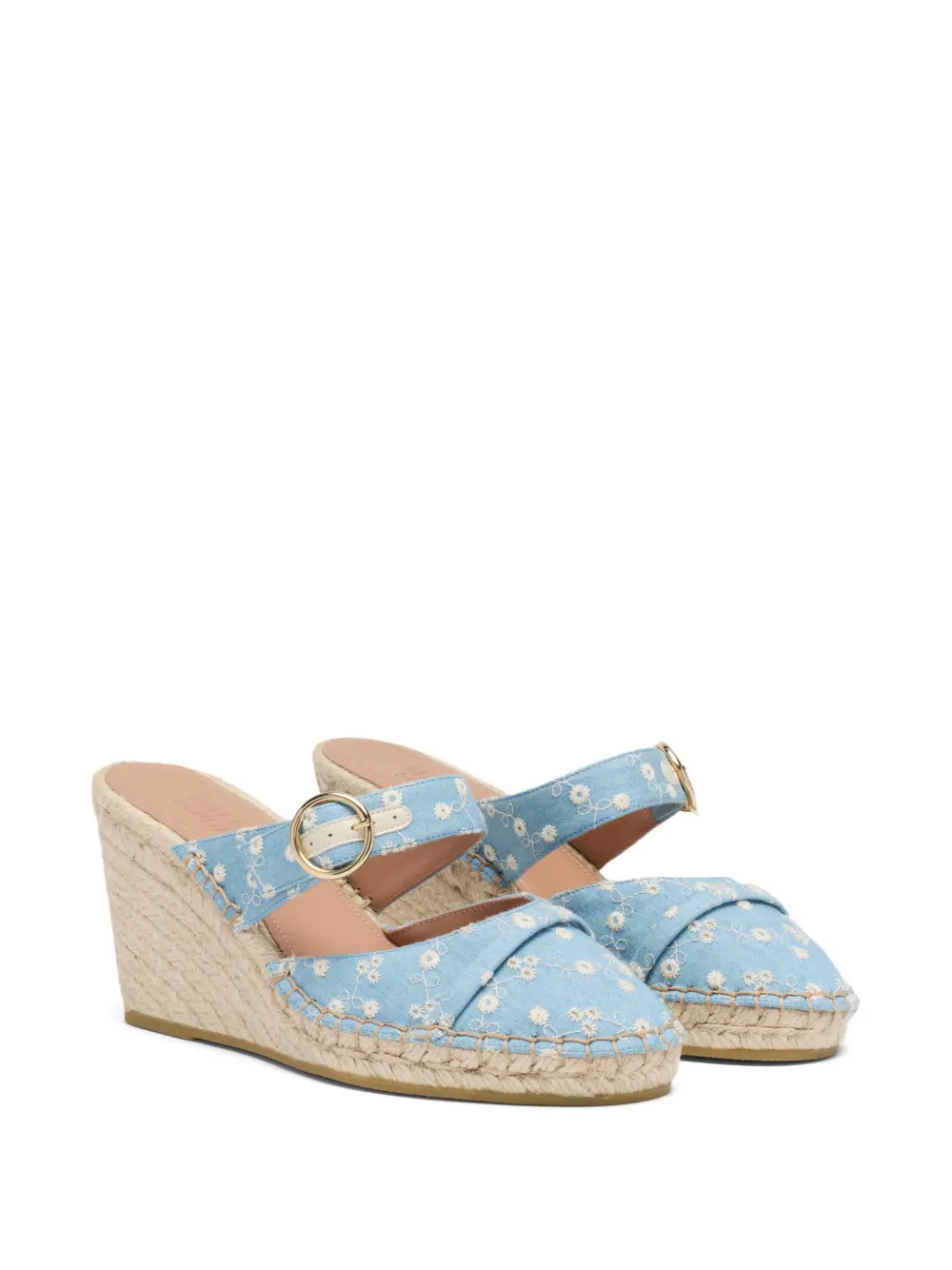 Malone Souliers Farah espadrilles met sleehak en bloemenprint Blauw