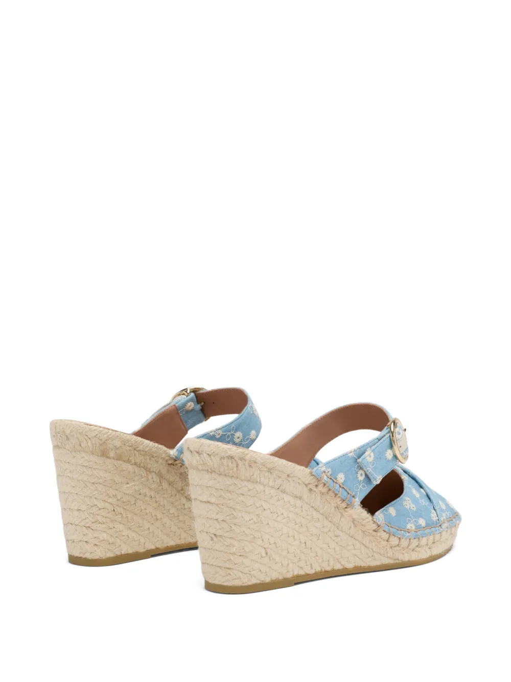 Malone Souliers Farah espadrilles met sleehak en bloemenprint Blauw
