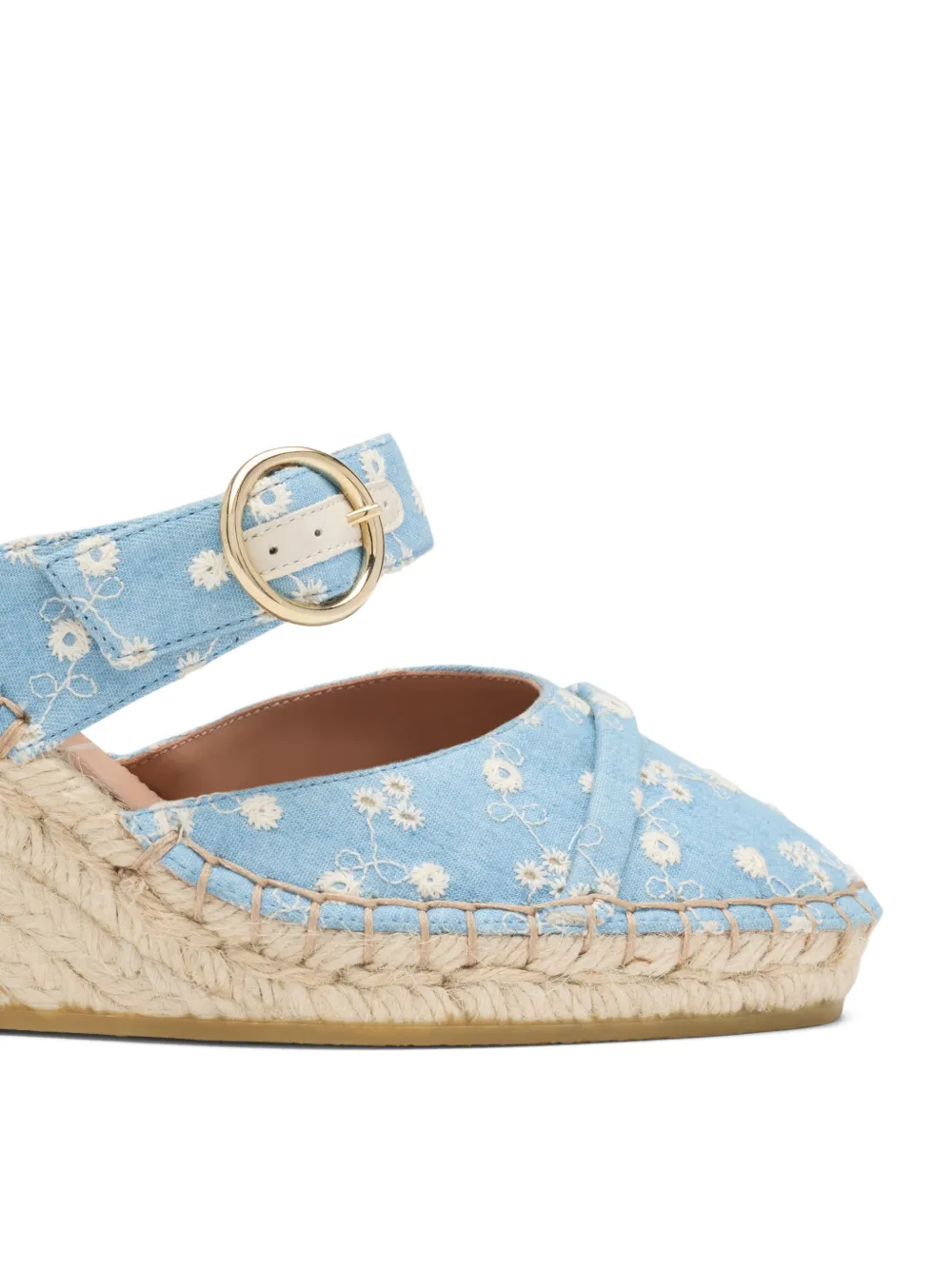 Malone Souliers Farah espadrilles met sleehak en bloemenprint Blauw