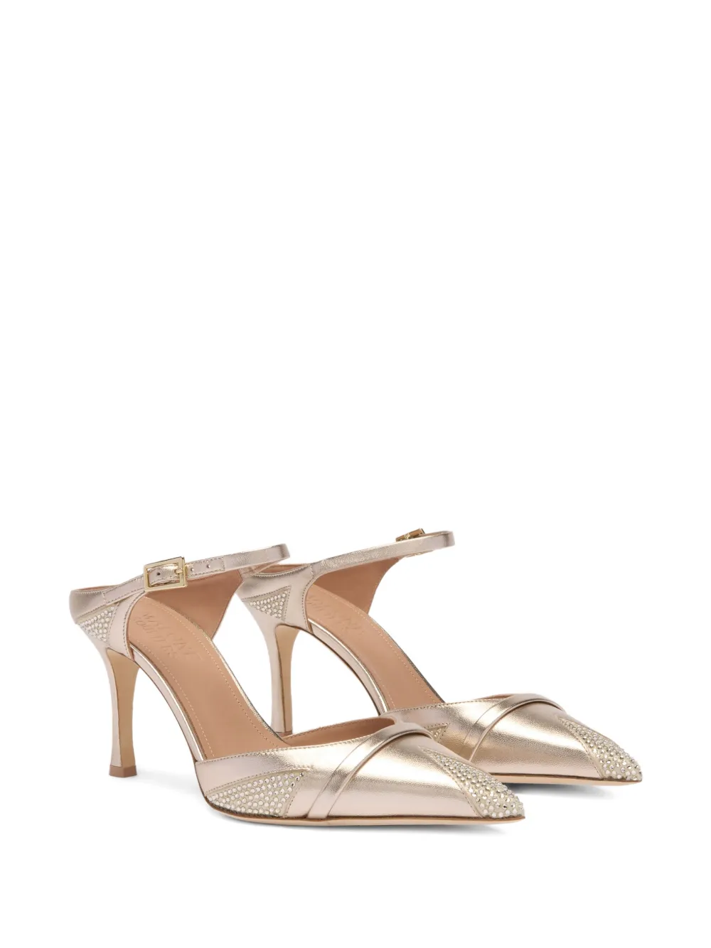 Malone Souliers 80 mm Uma muiltjes verfraaid met kristallen Goud