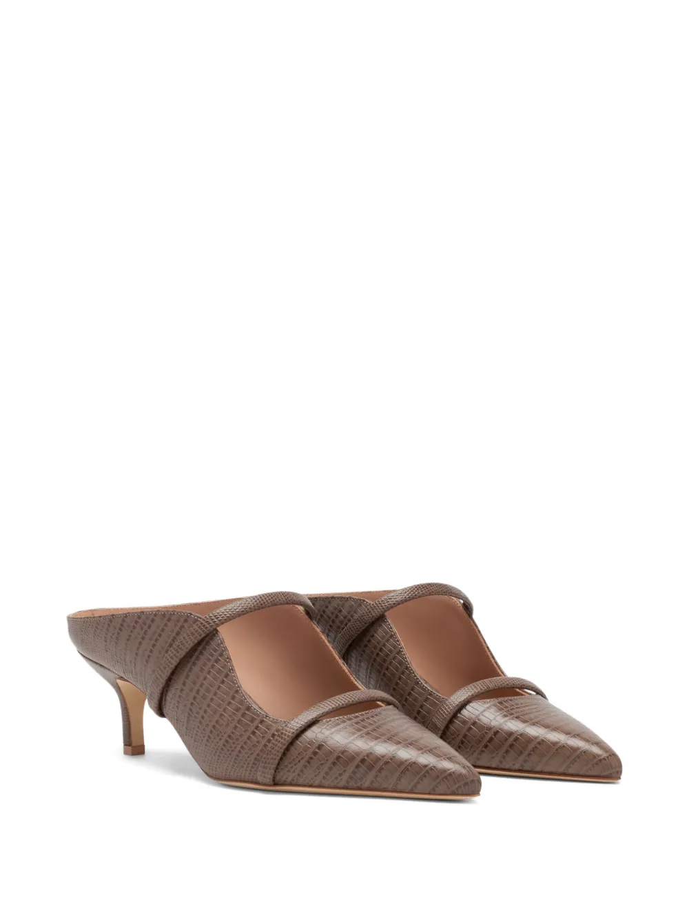 Malone Souliers Maureen muiltjes met kitten-hak en reliëf Bruin