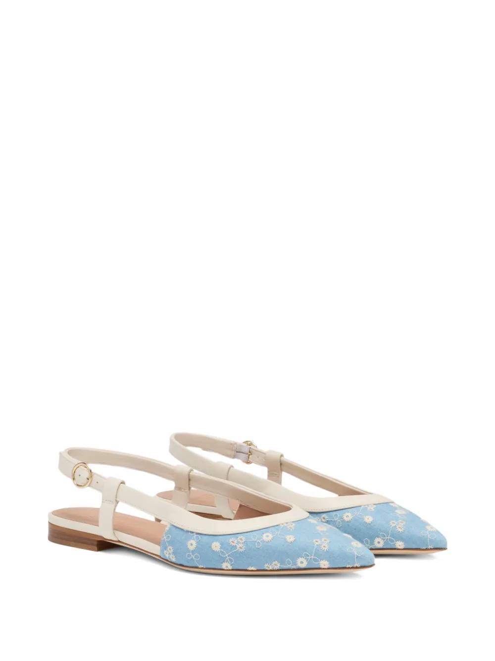 Malone Souliers Tate slingback ballerina's met bloemenprint Blauw