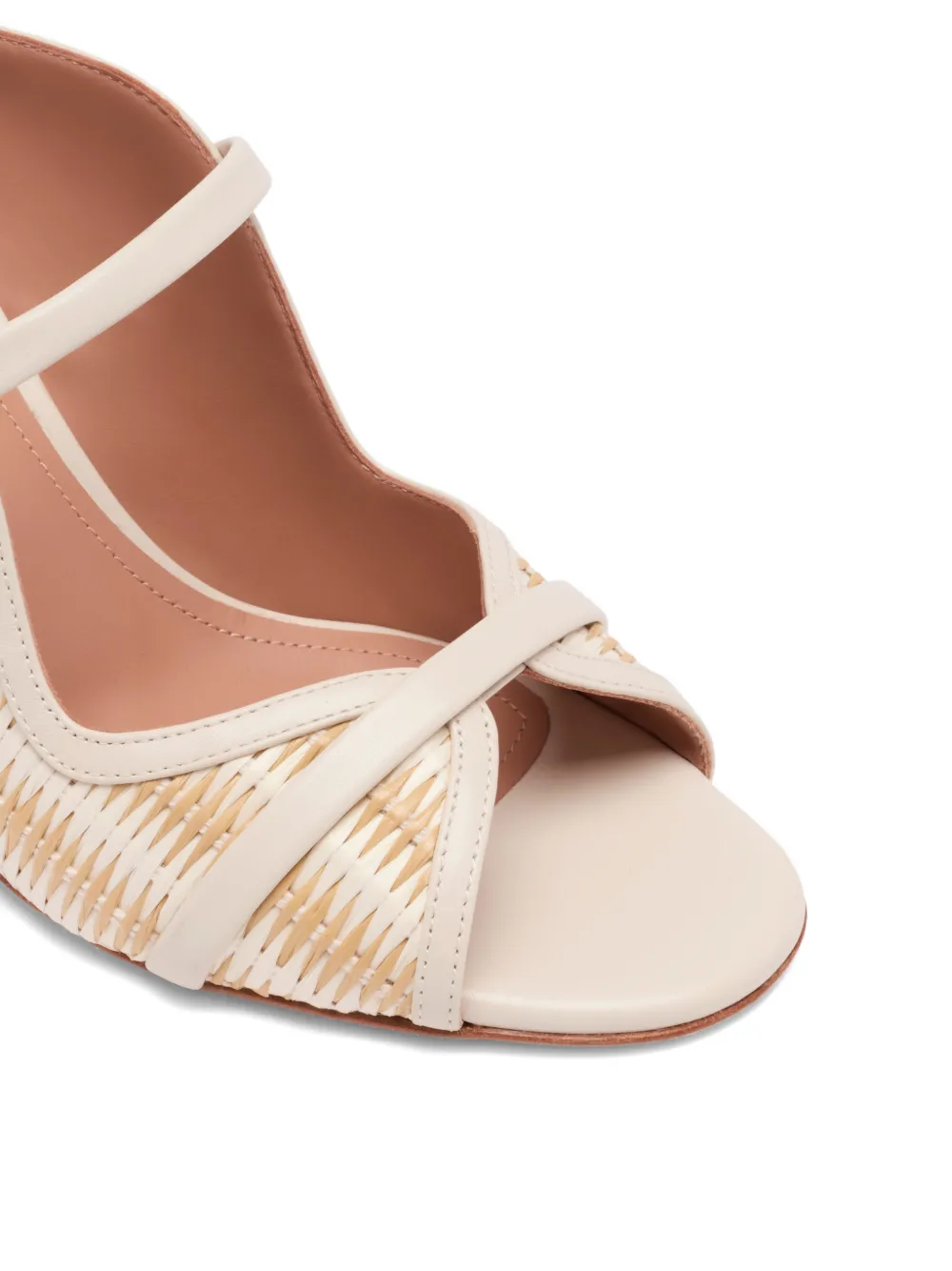 Malone Souliers Gestreepte raffia sandalen Beige