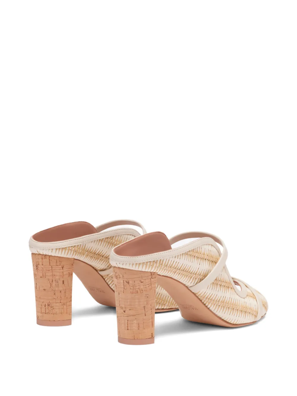 Malone Souliers Gestreepte raffia sandalen Beige