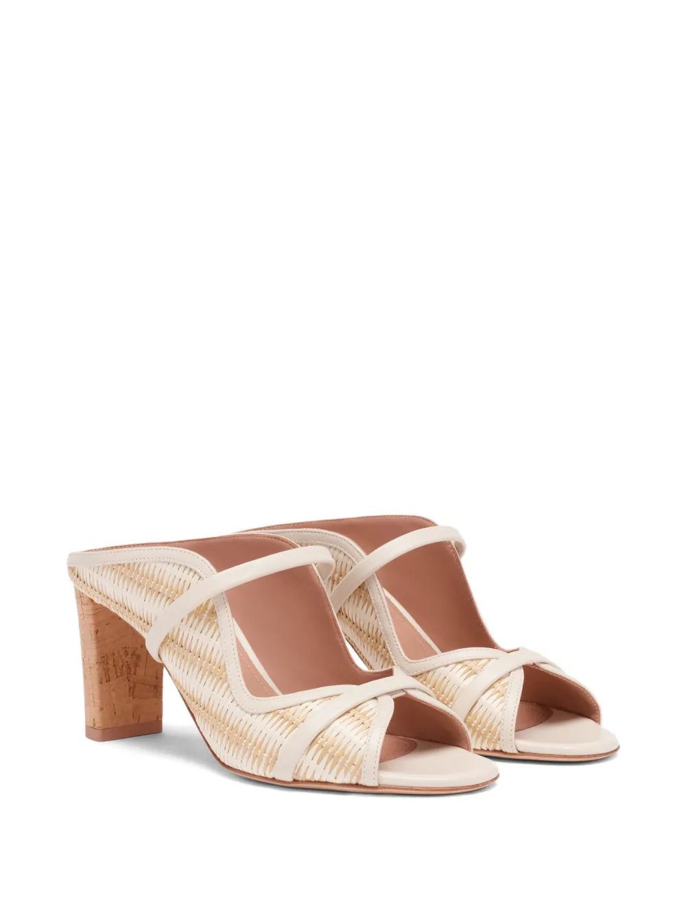 Malone Souliers Gestreepte raffia sandalen Beige