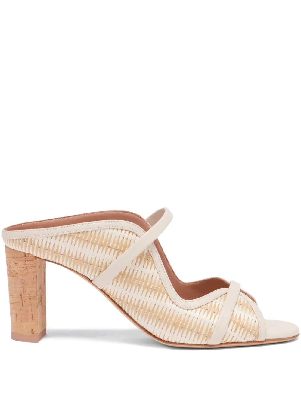 Malone Souliers Gestreepte raffia sandalen Beige