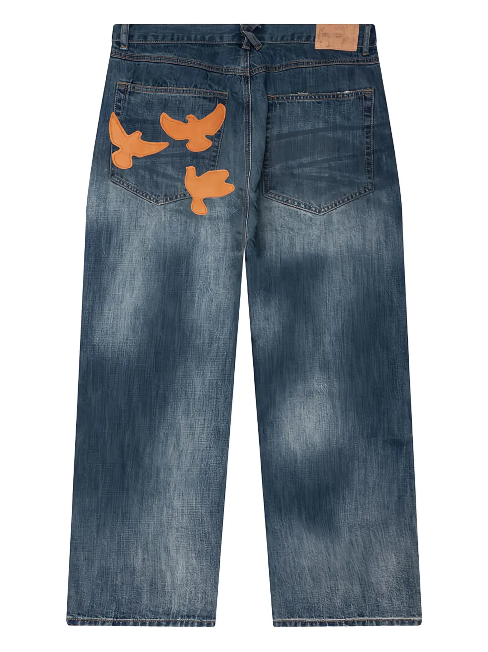 KidSuper Jeans met verwassen-effect en duifdetail - Blauw