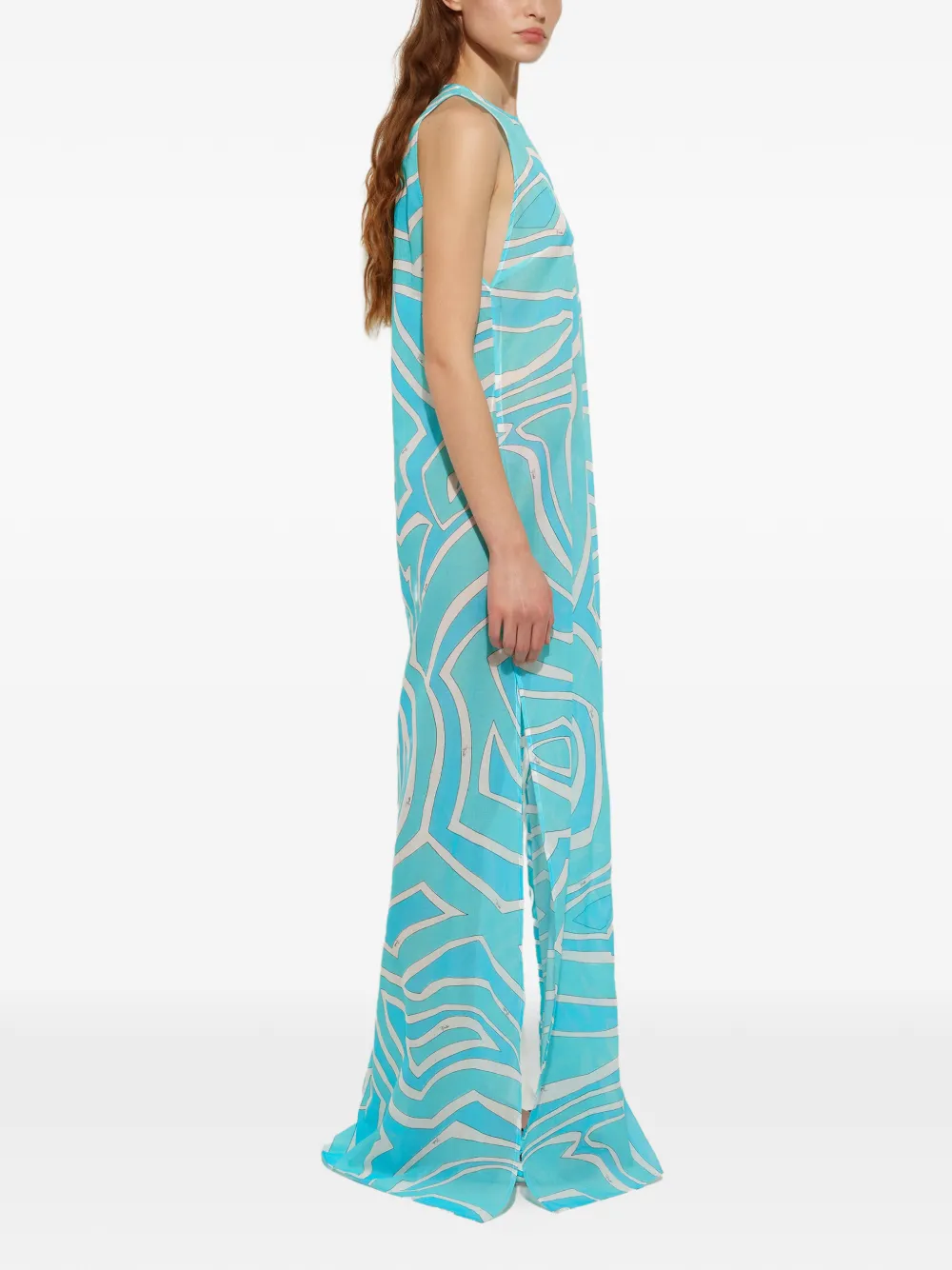  Pucci Labirinto-print Long Dress - Blue 