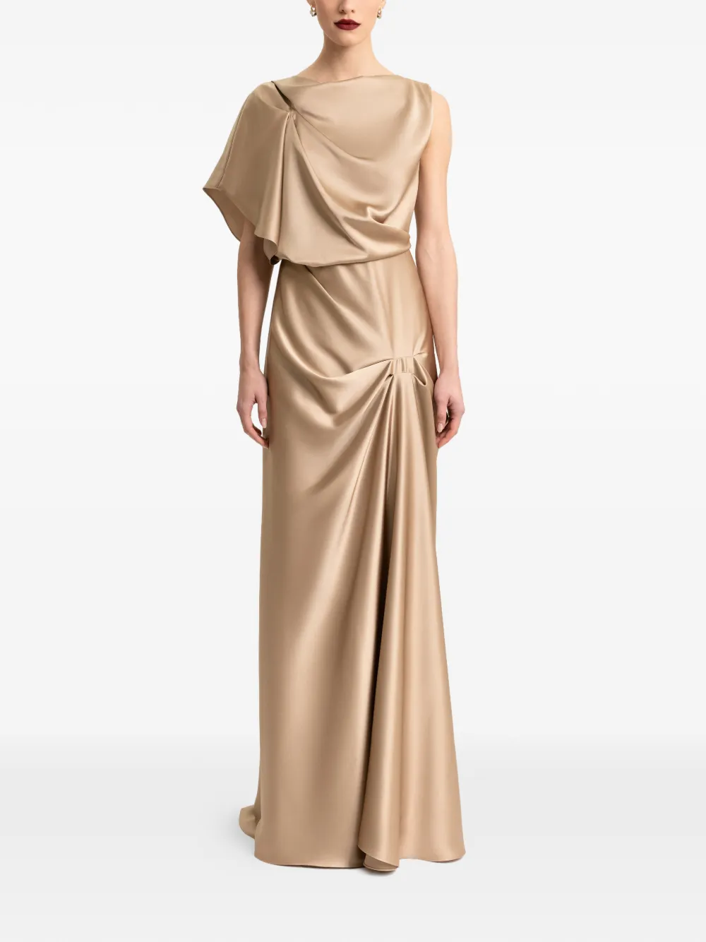 Gemy Maalouf Maxi-jurk met gedrapeerde hals Beige