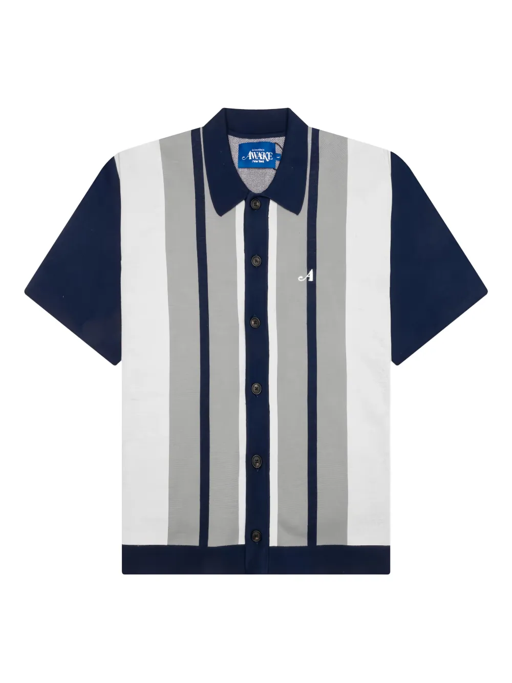 Awake NY Hemd mit gestricktem Reverskragen - Blau