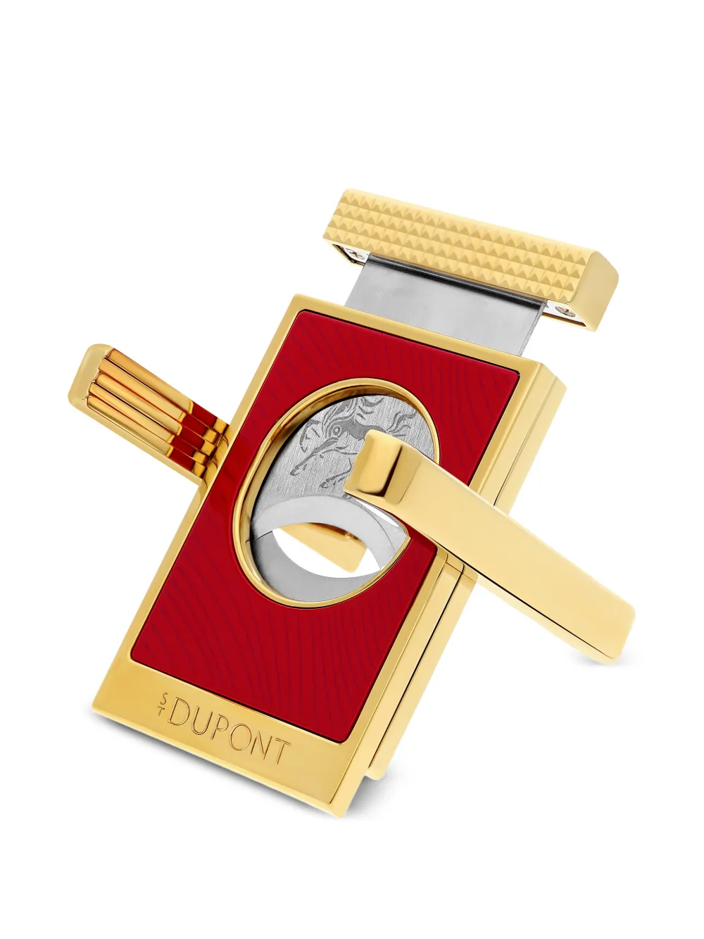 St Dupont Horse Patterned Cigar Cutter In Yellow