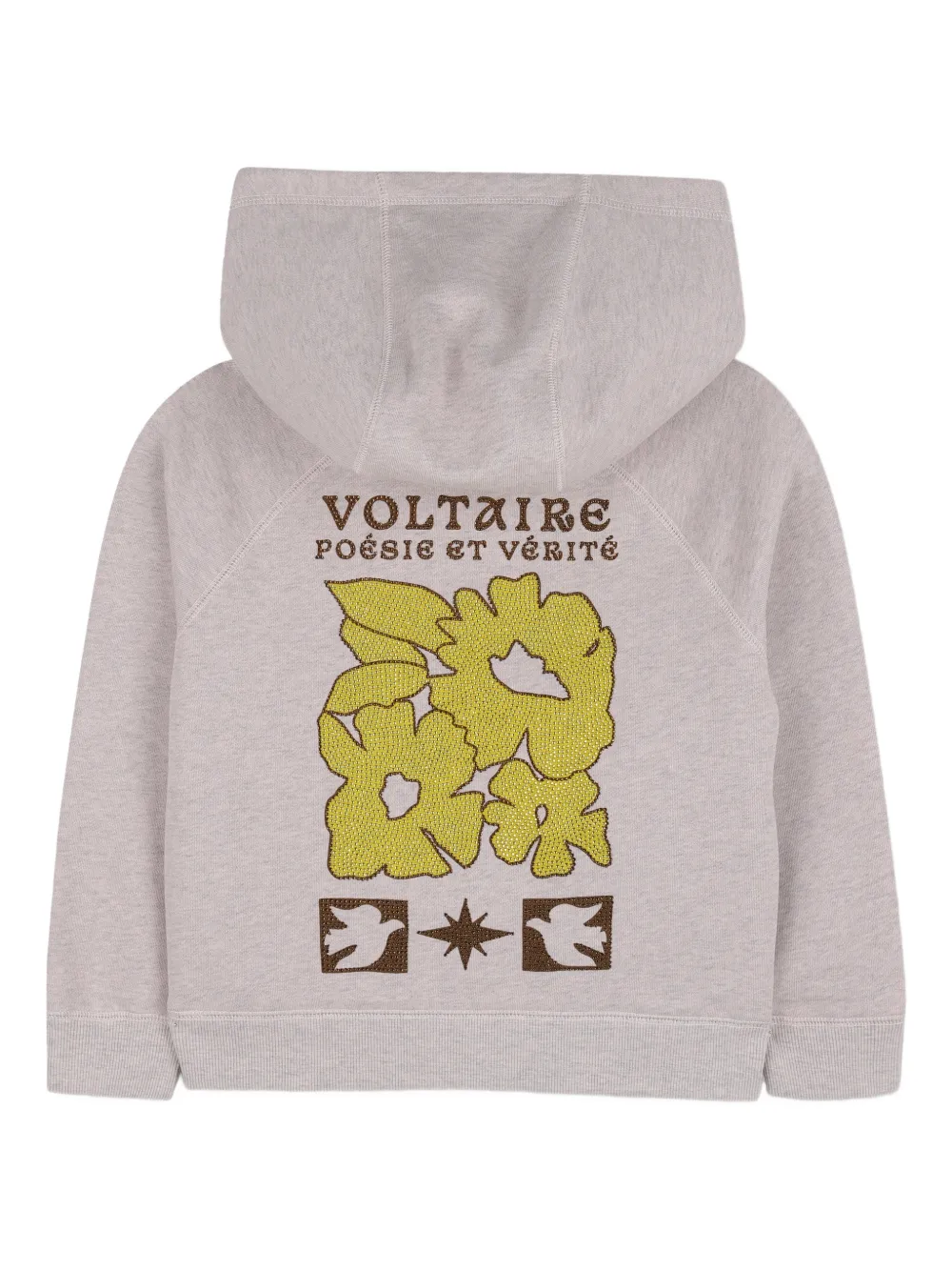 Zadig & Voltaire Kids Hoodie met geborduurde bloemen Beige