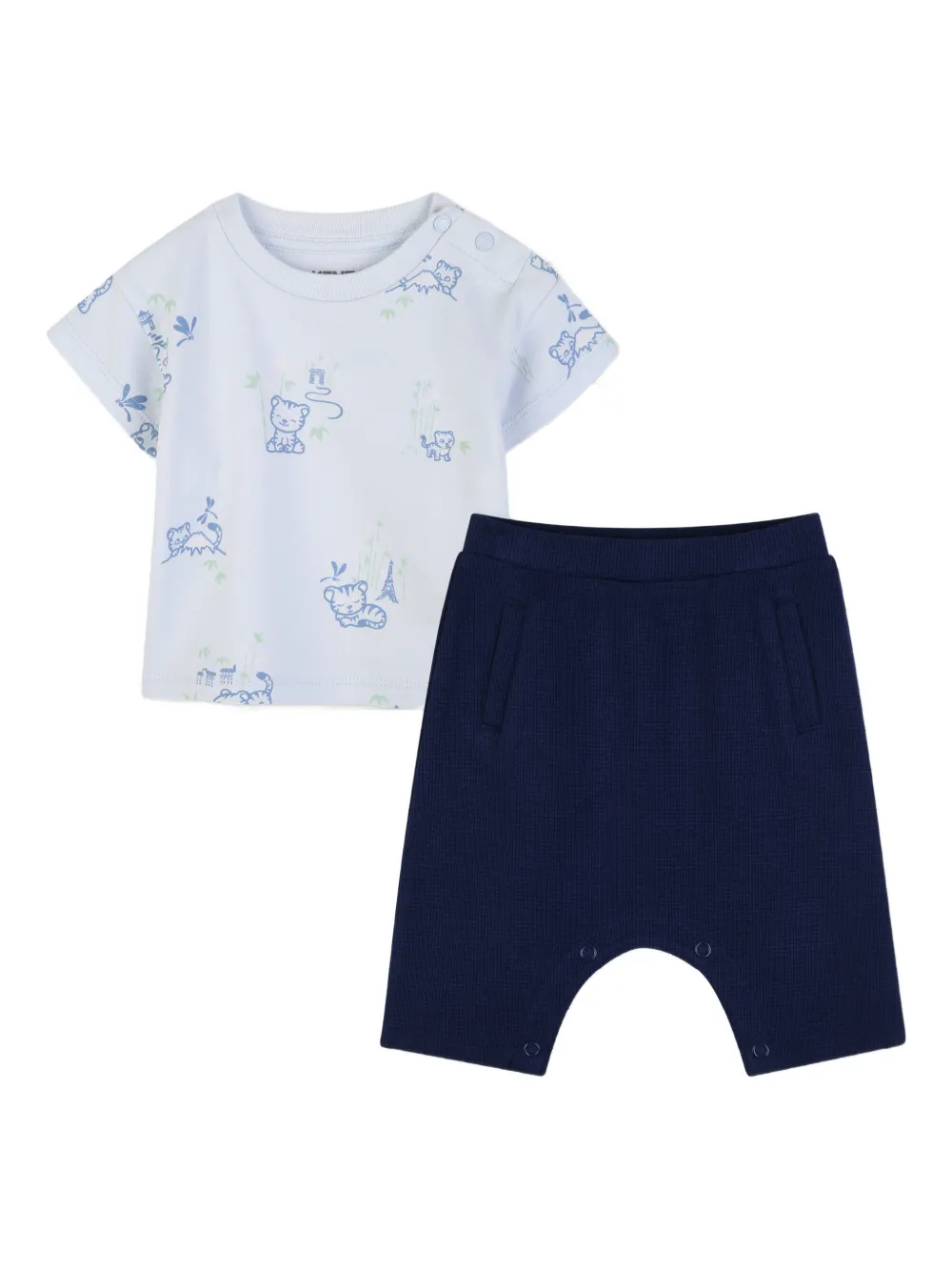 Kenzo Kids tiger-print trousers and T-shirt set - Blue
