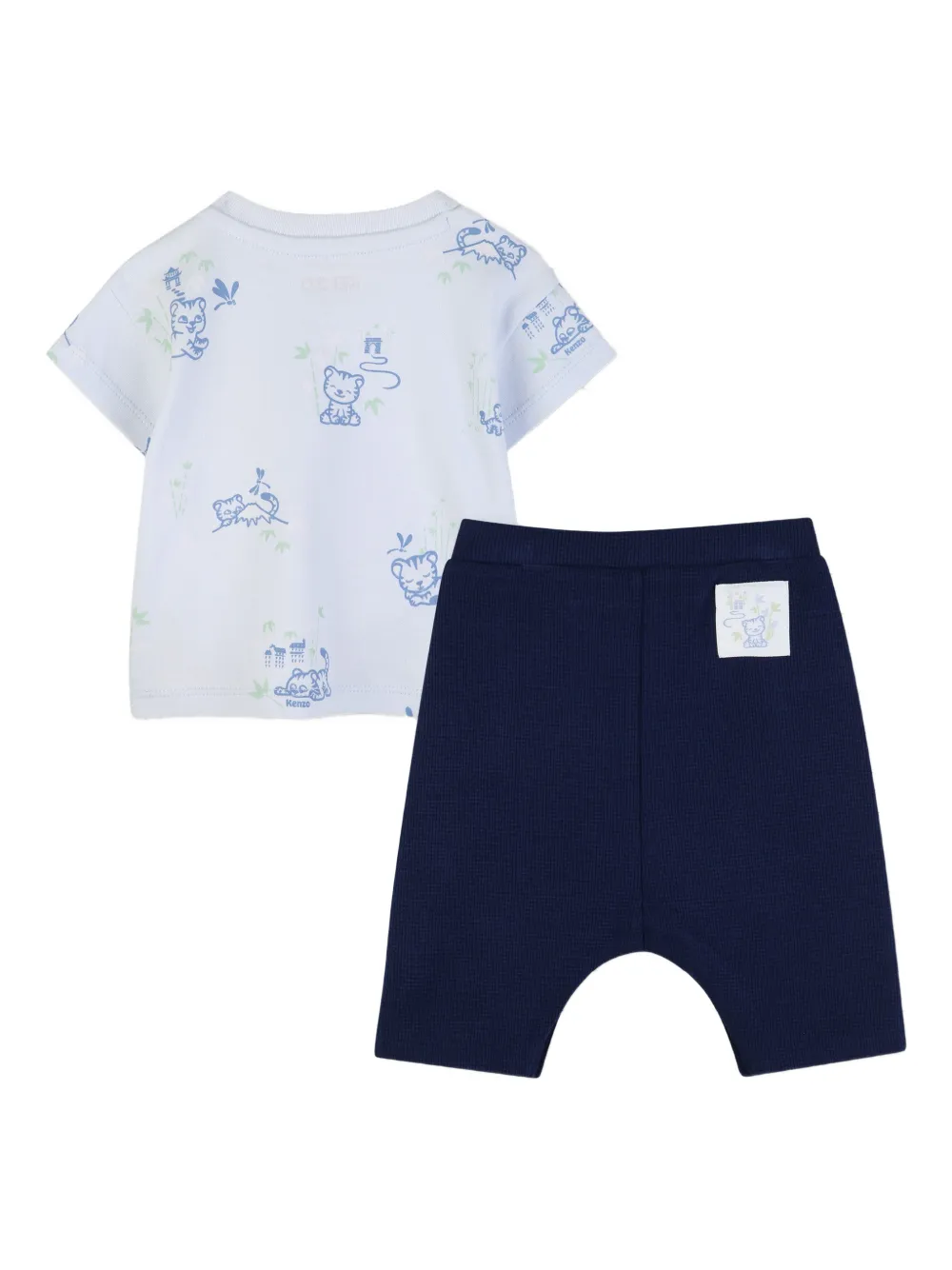 Kenzo Kids T-shirten en broek set met tijgerprint Blauw