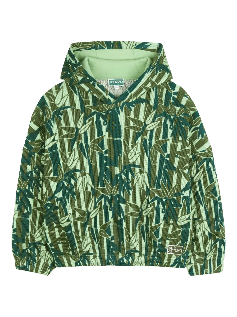 Kenzo Kids bamboo-print hoodie - Verde