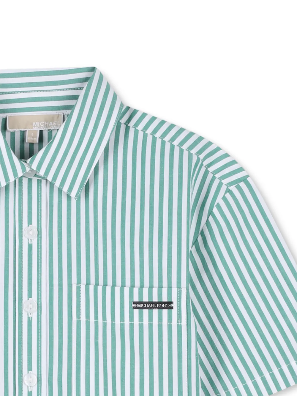  Michael Kors Kids Striped Collared Top - Green 
