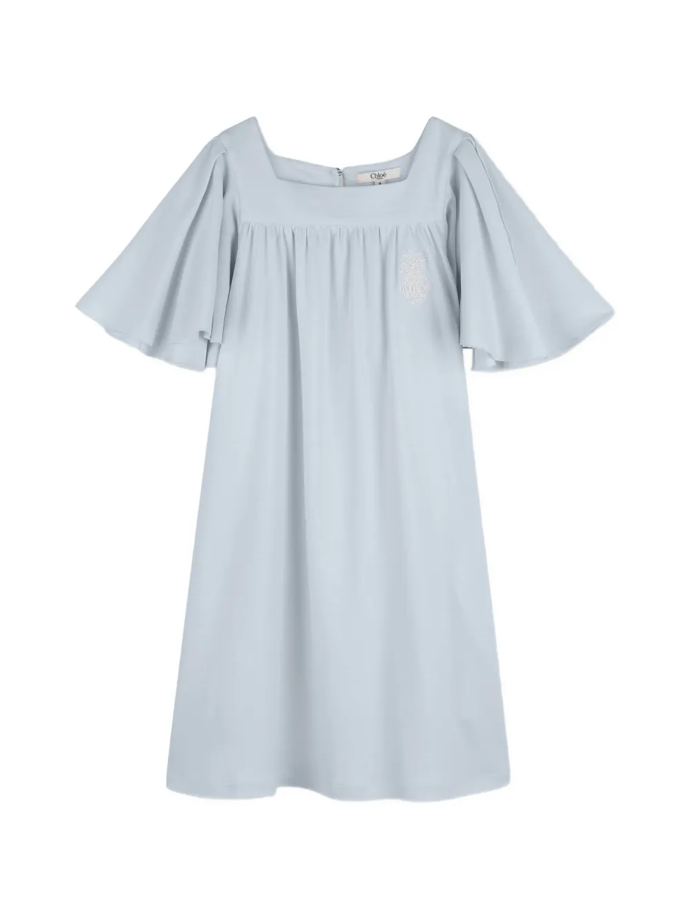 Chloé Kids flared-sleeve embroidered dress - Blu