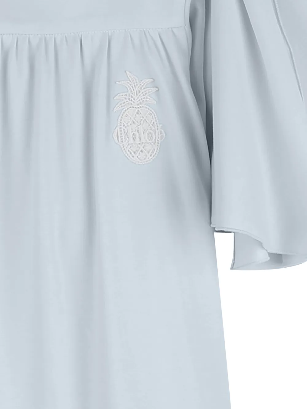 Chloé Kids Jurk met flared mouwen en borduurwerk Blauw