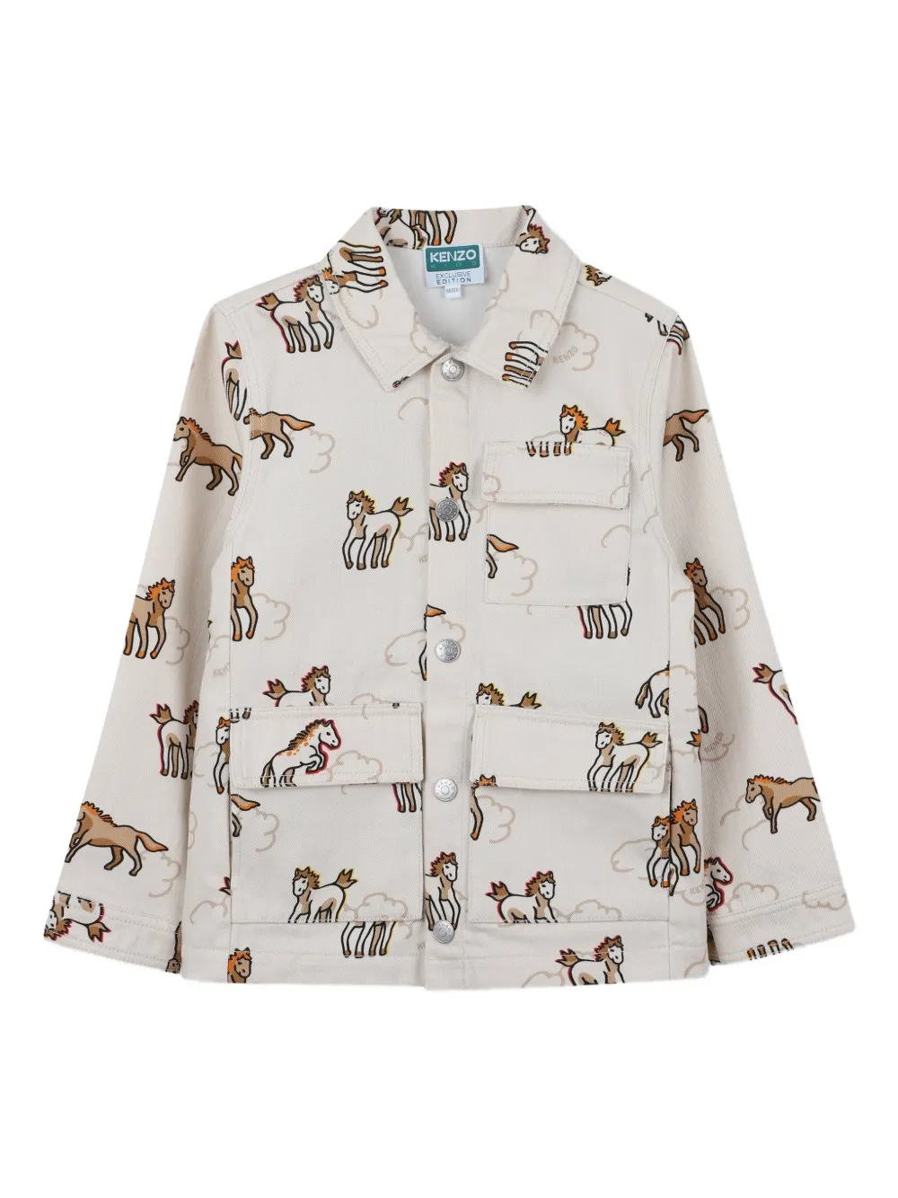 Kenzo Kids horse print collared jacket - Toni neutri