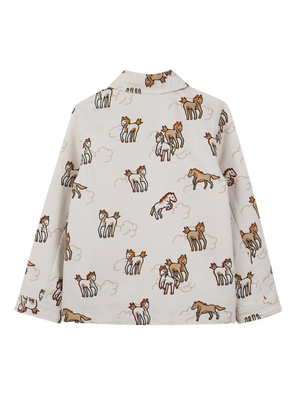  Kenzo Kids Horse Print Collared Jacket - Neutrals 