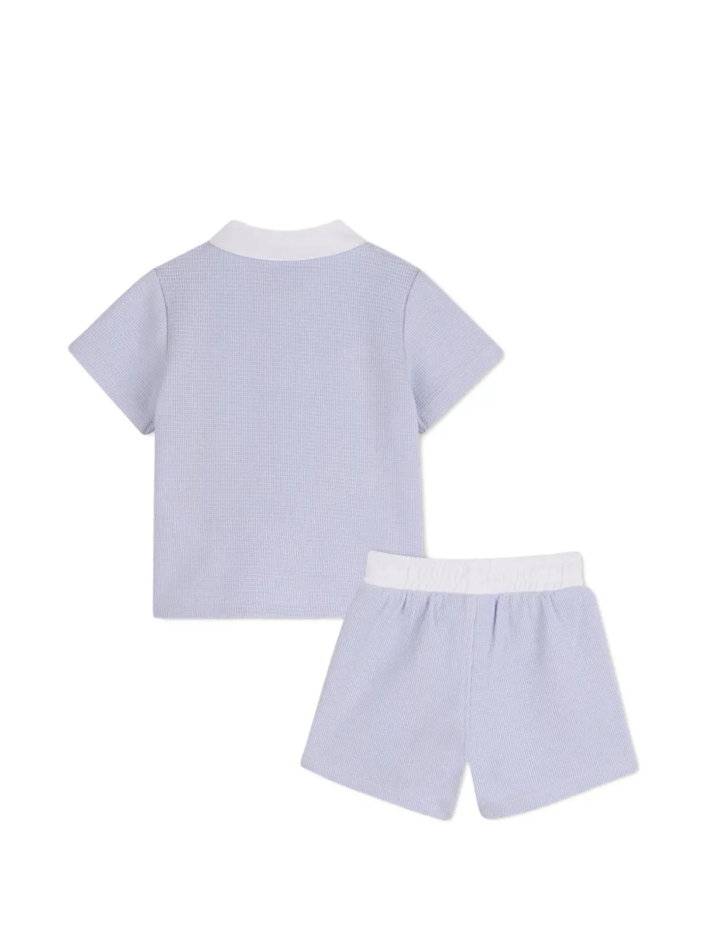BOSS Kidswear Shirt en shorts met wafelbies Blauw