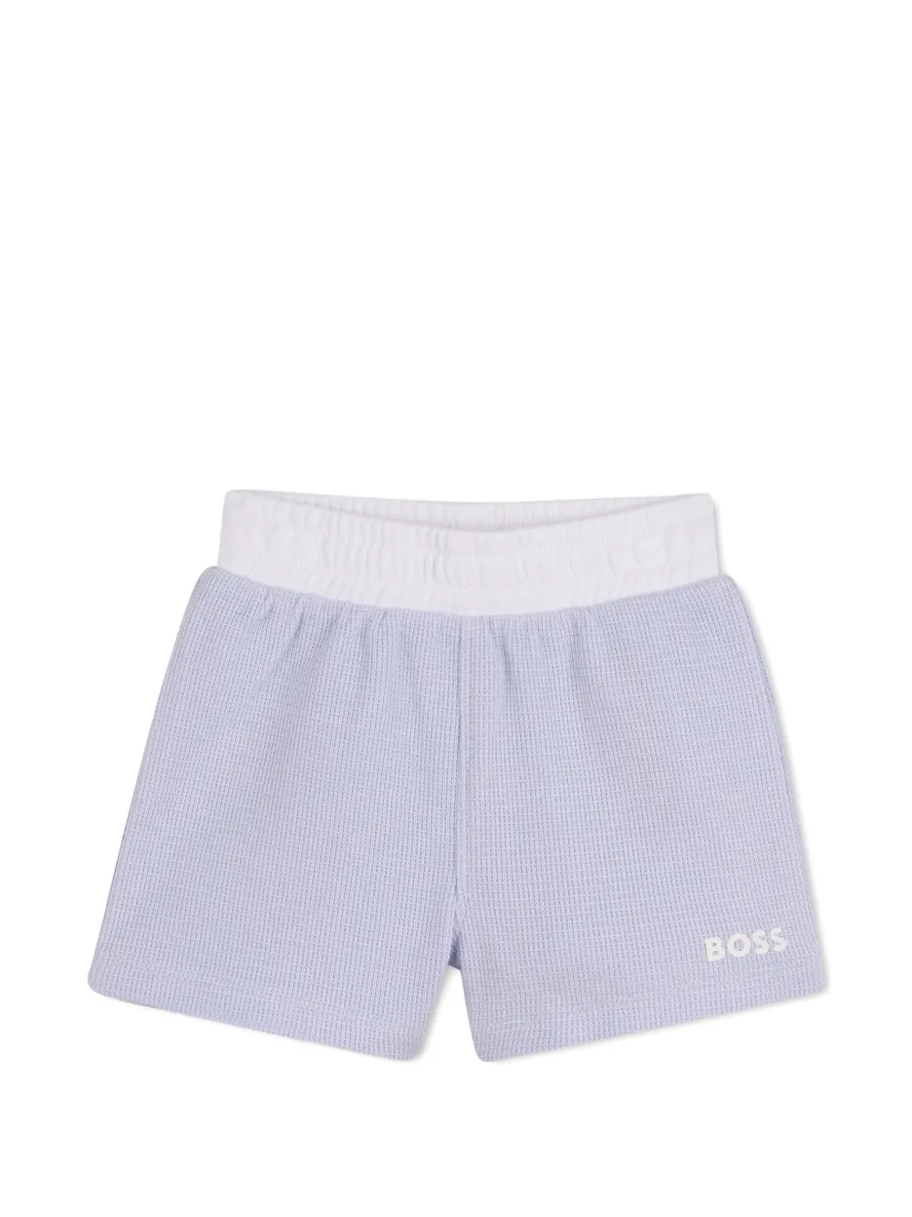 BOSS Kidswear Shirt en shorts met wafelbies Blauw