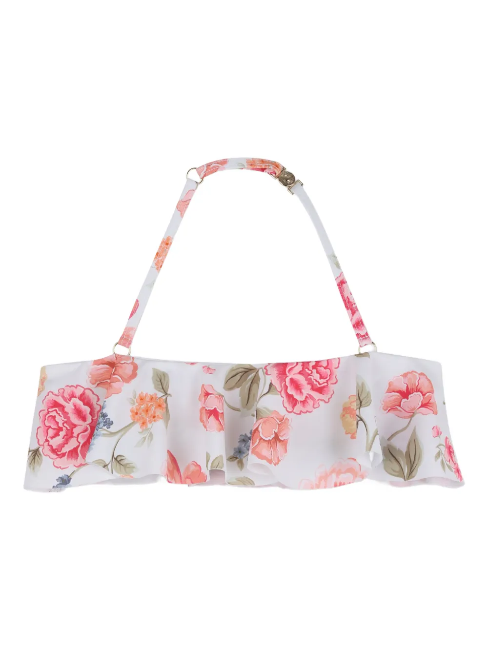 Chloé Kids Badpak met bloemenprint en ruches Wit