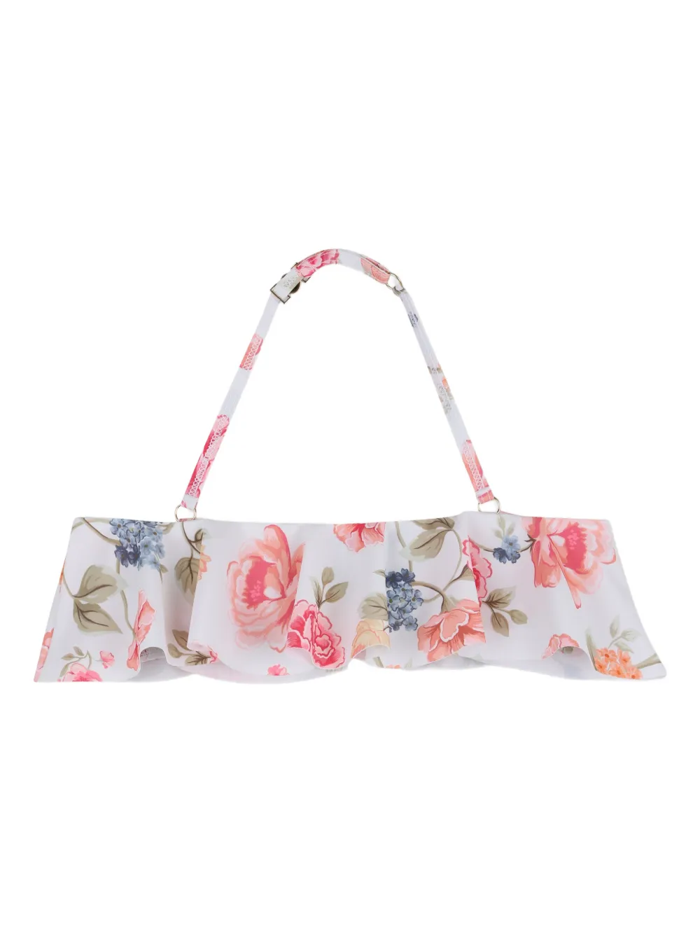 Chloé Kids Badpak met bloemenprint en ruches Wit