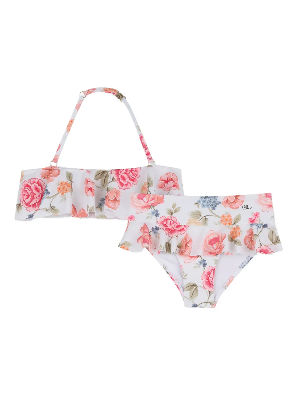 Chloé Kids Costume da bagno a fiori - Bianco