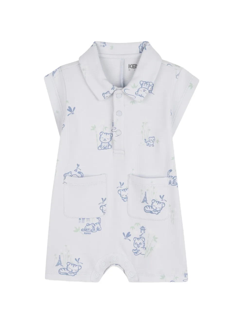 Kenzo Kids polo-collar shorties - Blu