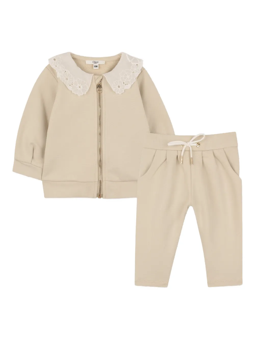 Chloé Kids Jogginganzug mit Blumenkragen - Nude