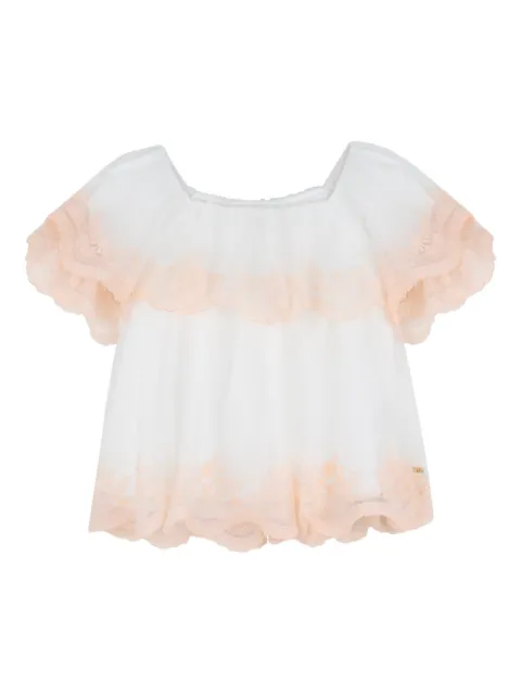 Chloé Kids Oberteil mit Spitzenrüschen 