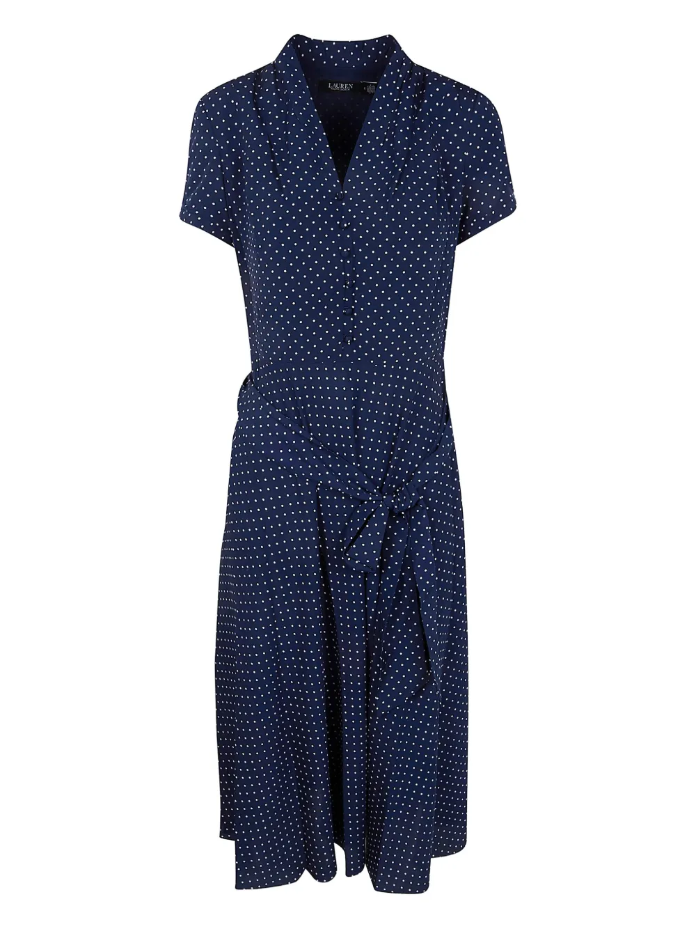 Lauren Ralph Lauren polka dot tie midi dress - Blu