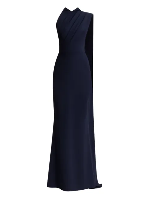 Gemy Maalouf padded shoulder cape maxi dress