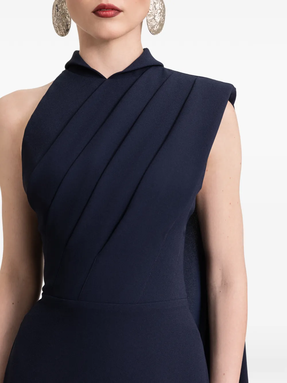 Gemy Maalouf Maxi-jurk met cape en schoudervullingen Blauw