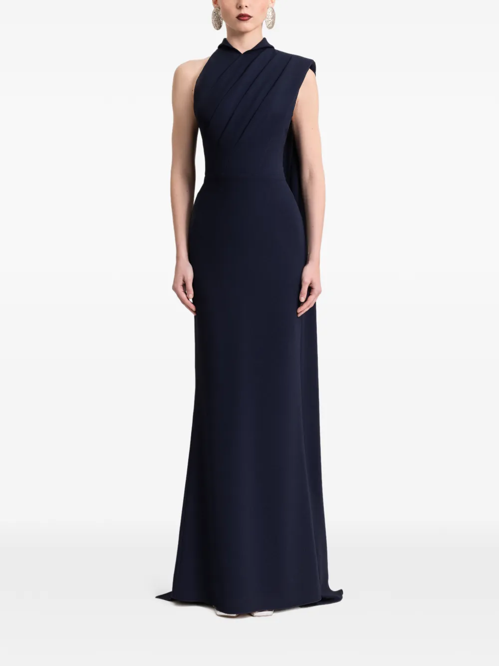 Gemy Maalouf Maxi-jurk met cape en schoudervullingen Blauw