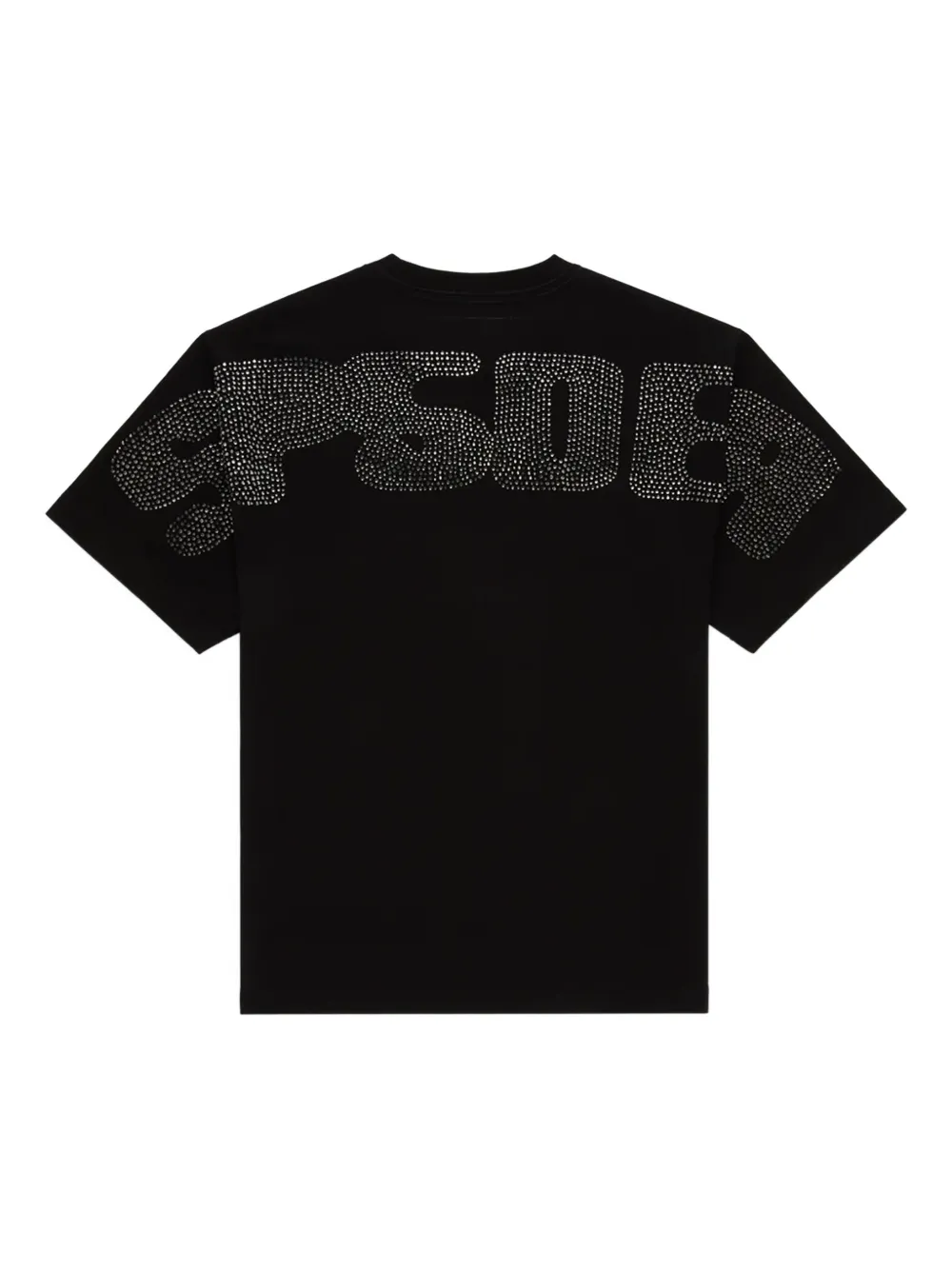 SP5DER rhinestone silk T-shirt - Zwart