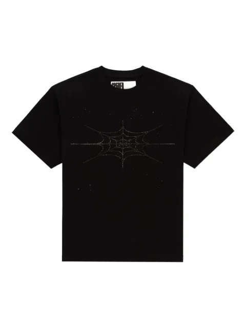 SP5DER rhinestone silk T-shirt