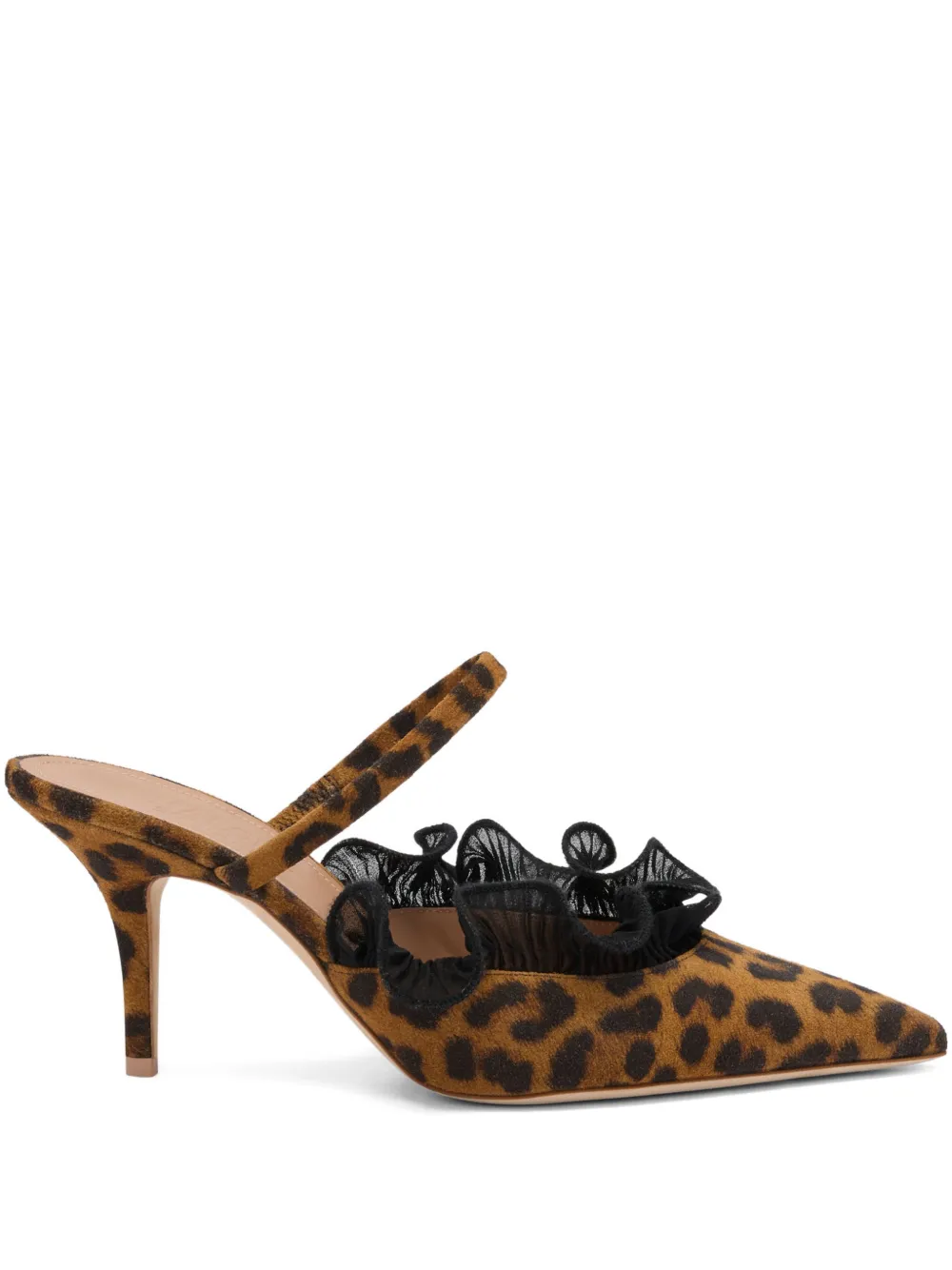Malone Souliers leopard-printed ruffled cecile mules - Brown