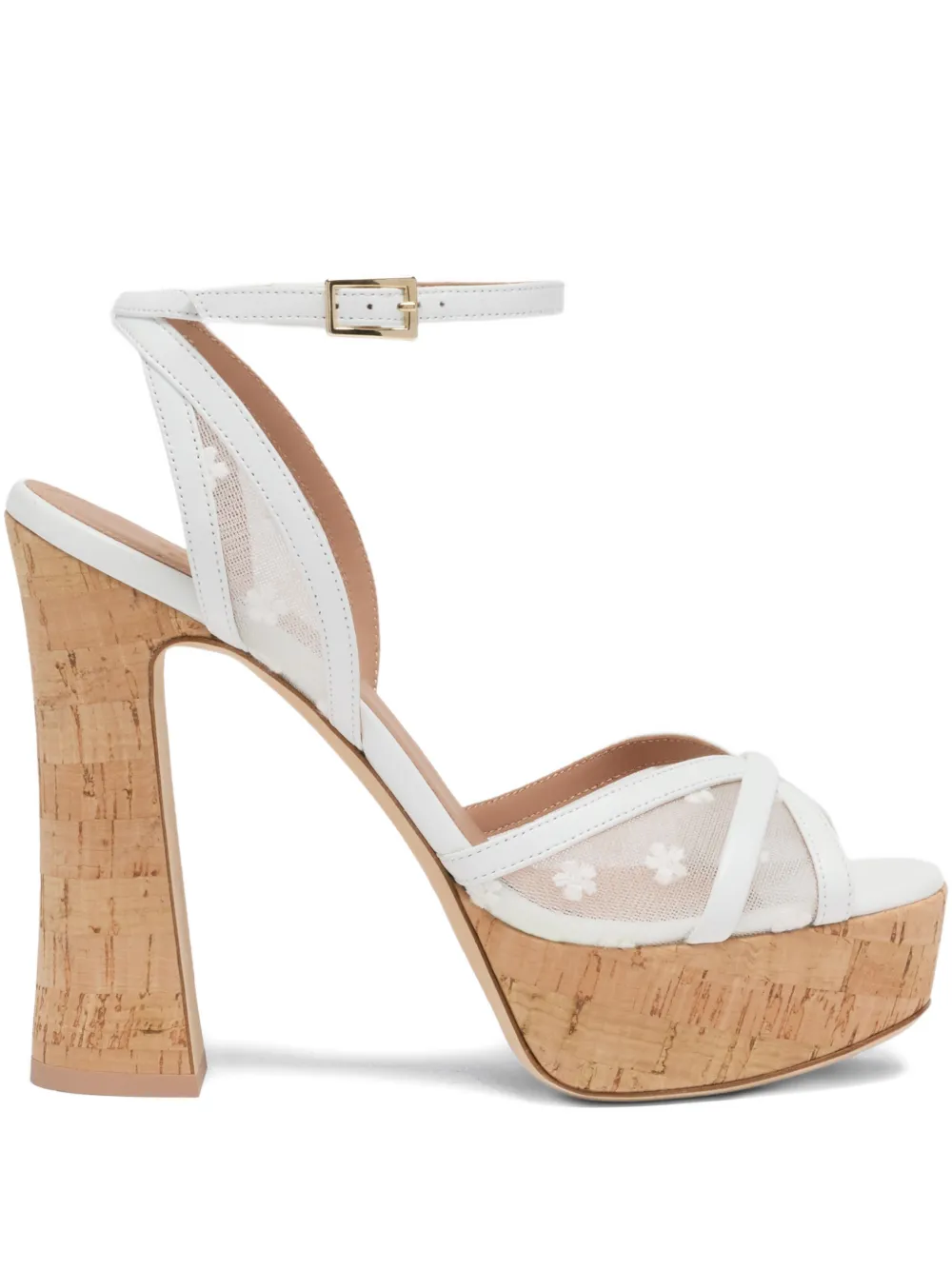 Malone Souliers Sylvie floral-embroidered platform sandals - White