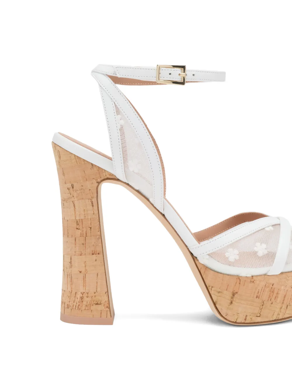 Malone Souliers Sylvie sandalen met geborduurde bloemen en plateauzool Wit
