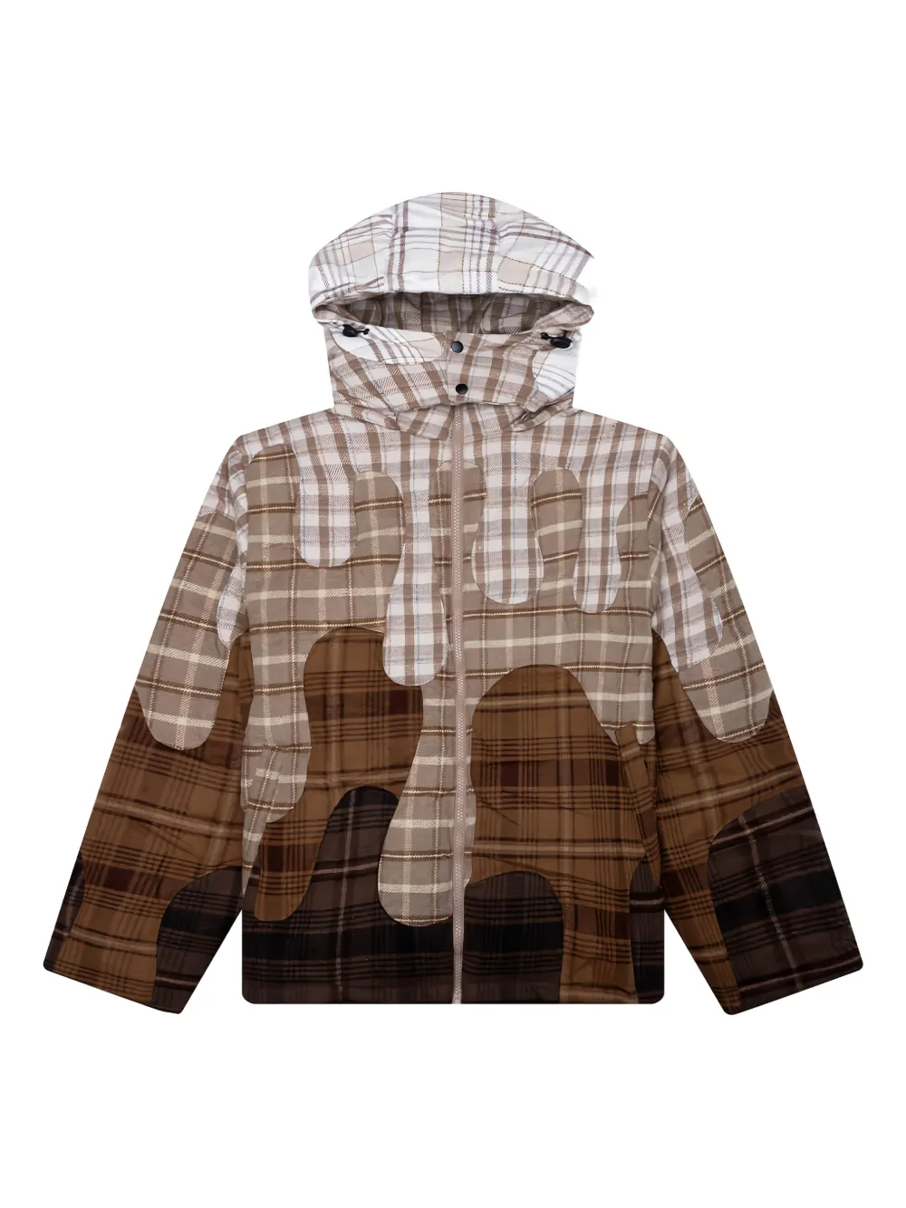 KidSuper check-pattern hooded jacket | Brown | Image 1