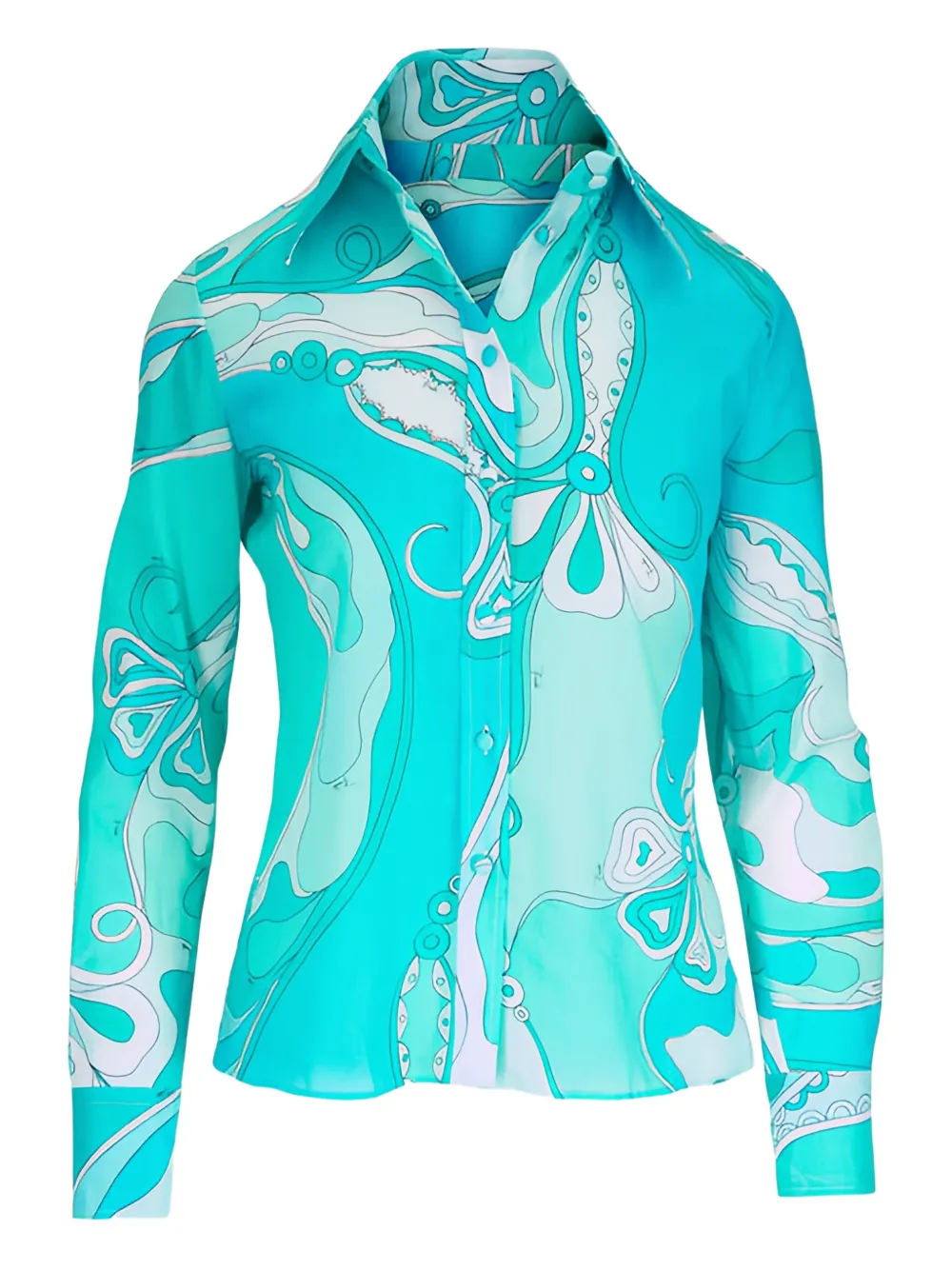 PUCCI Orchidee-print cotton shirt - Blu