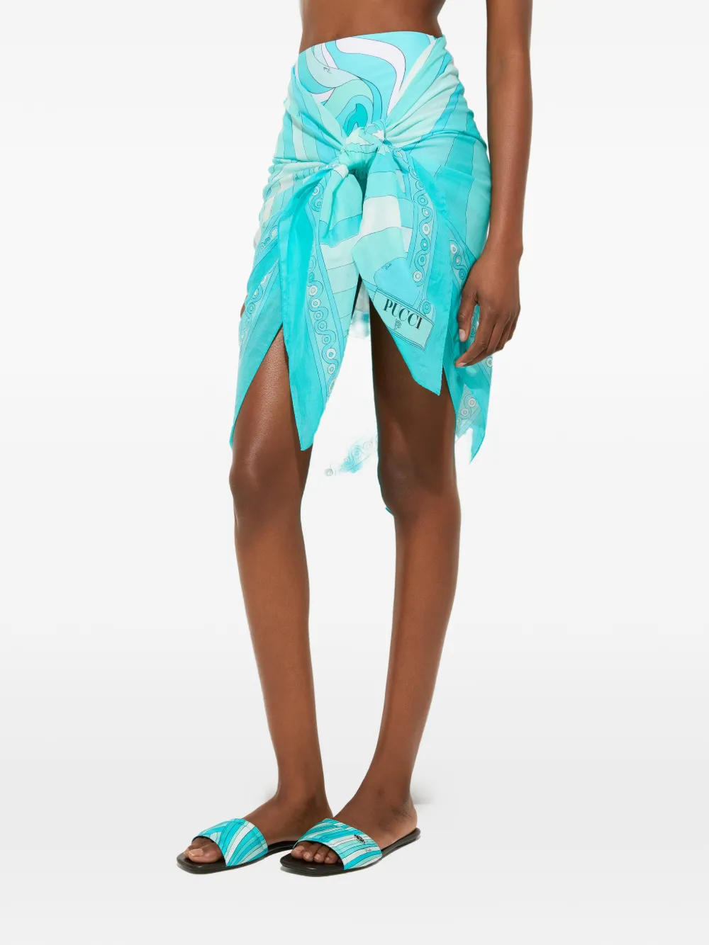 Pucci Iride-print Sarong In Blue