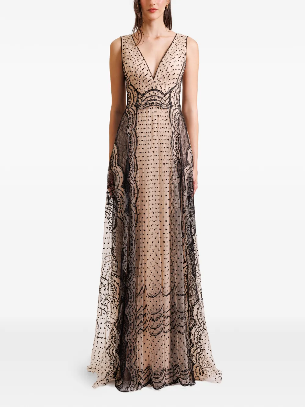 Gemy Maalouf Maxi-jurk met V-hals - Beige