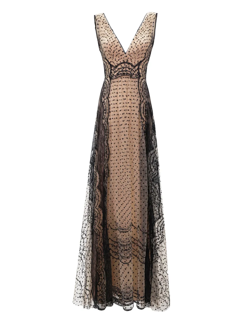Gemy Maalouf embroidered V-neck maxi dress - Neutrals