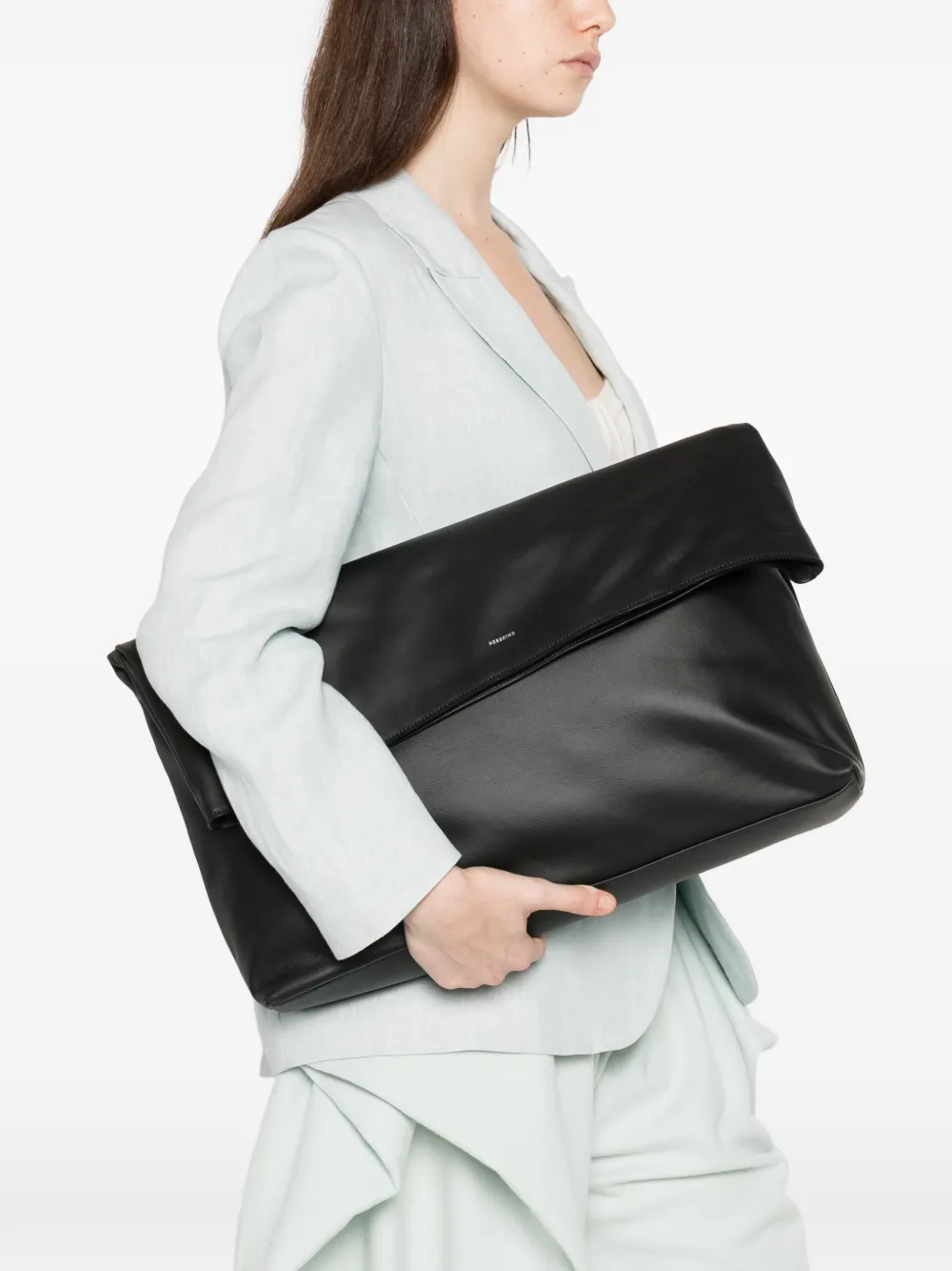 HERSKIND flap leather shoulder bag - Zwart