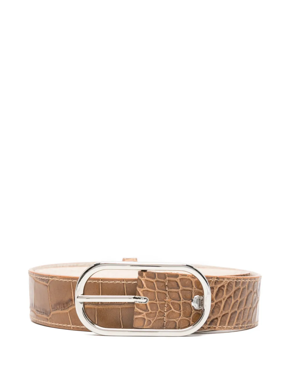 HERSKIND crocodile-embossing leather belt - Marrone